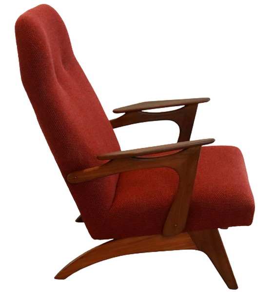 Image 1 of Mid Century fauteuil + voetenbank