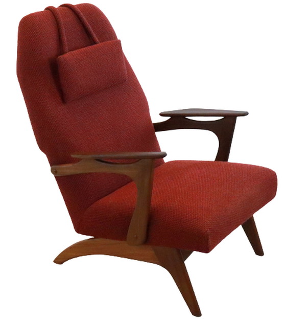 Image 1 of Mid Century fauteuil + voetenbank