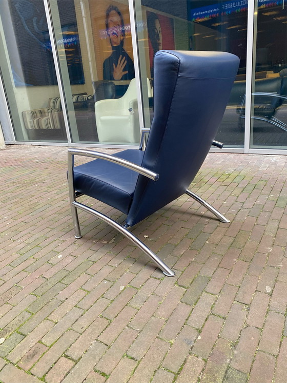 Image 1 of Leolux Helical blauw leer fauteuil