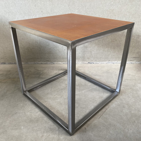 Image 1 of Baxter lederen "Trinity" salon- bijzettafel Italiaans design 1980