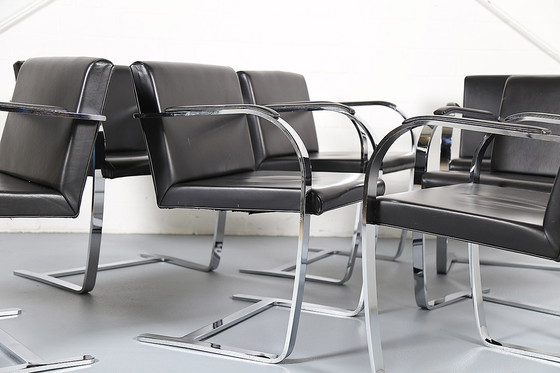 Image 1 of Set 6+1 Mies van der Rohe Brno stoelen zwart Leer Bauhaus