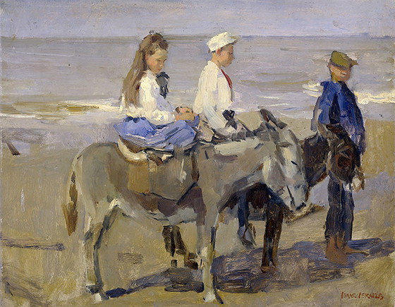 Image 1 of Isaac Israëls - Jongen en meisje op ezeltjes