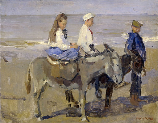 Isaac Israëls - Jongen en meisje op ezeltjes