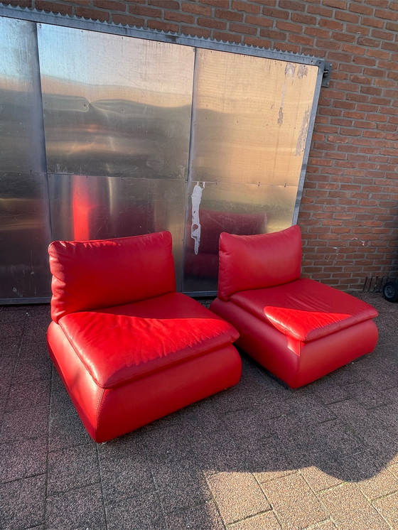 Image 1 of 2x Vintage rode lounge stoelen