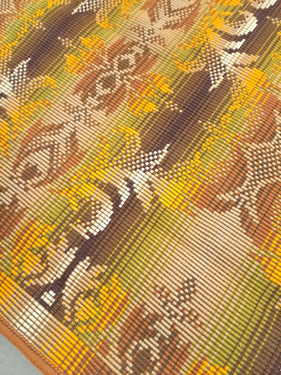 Image 1 of Groot groen bruin tapijt, vintage vloerkleed