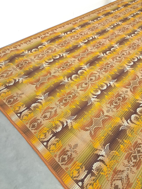 Image 1 of Groot groen bruin tapijt, vintage vloerkleed