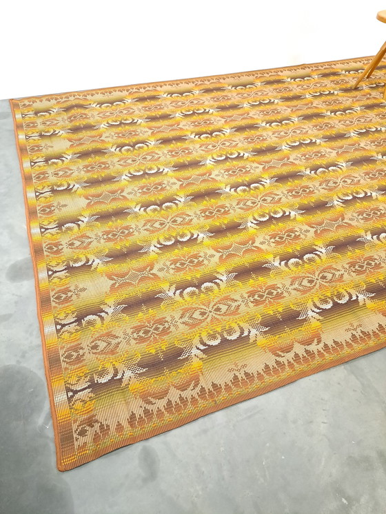 Image 1 of Groot groen bruin tapijt, vintage vloerkleed