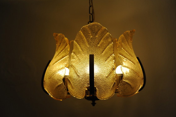Image 1 of Vintage ijsglas acanthus kroonluchter