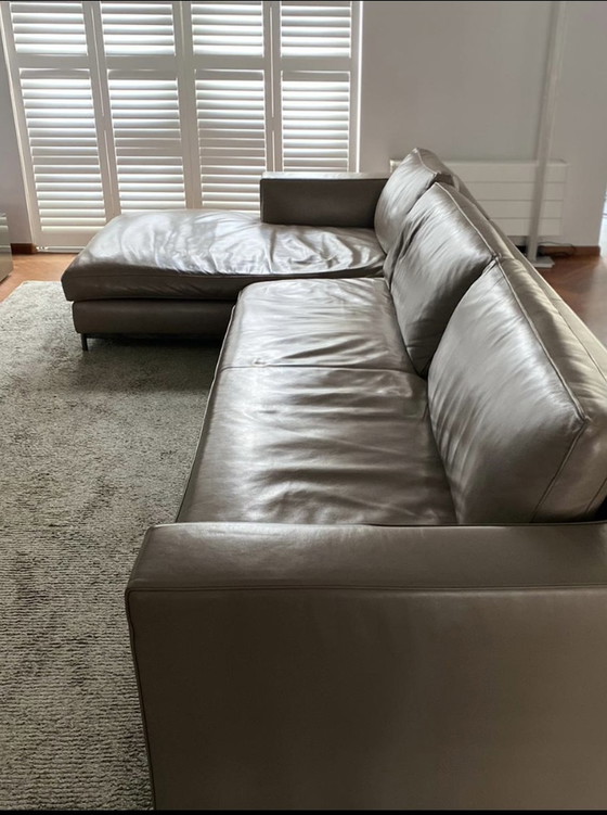 Image 1 of Minotti Zitbank en Chaisse Longue classic - leder - Smoke