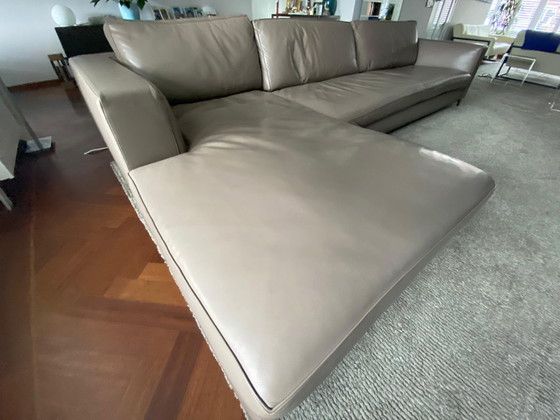 Image 1 of Minotti Zitbank en Chaisse Longue classic - leder - Smoke