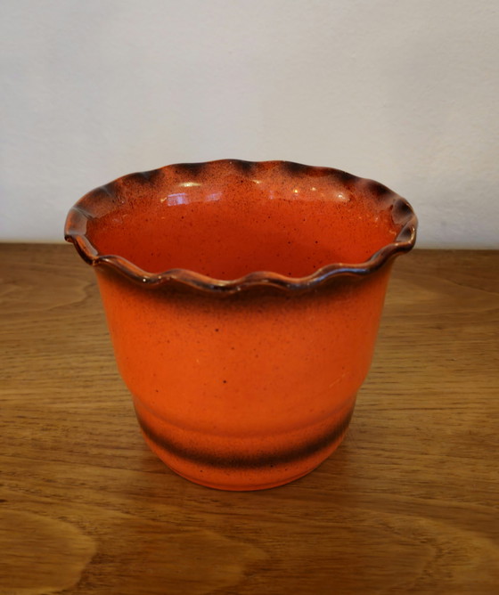 Image 1 of Vintage Bloempot Bloempotje Potje Oranje Jaren 70