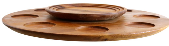 Image 1 of Lüthje wood Denmark Lazy Susan vintage Deens design