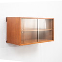 Wandvitrine uit de jaren 60, teakhout, gerestaureerd