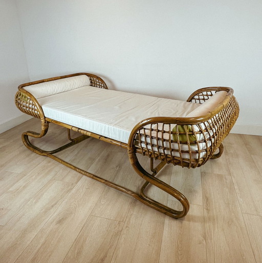 Vintage Italiaans rotan daybed uit