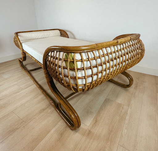 Vintage Italiaans rotan daybed uit