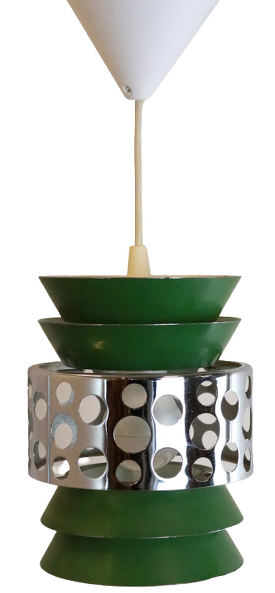 Image 1 of Hanglamp 'Graen' space age lamp vintage groen