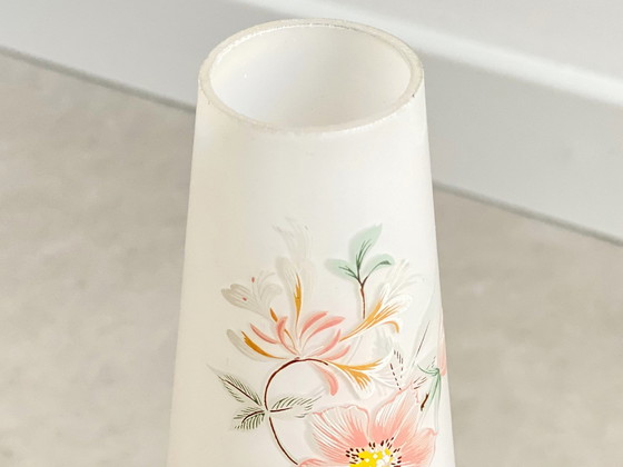 Image 1 of Vintage Franse tafellamp oranje / wit