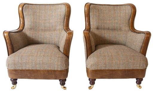 2 x Chesterfield fauteuils stof