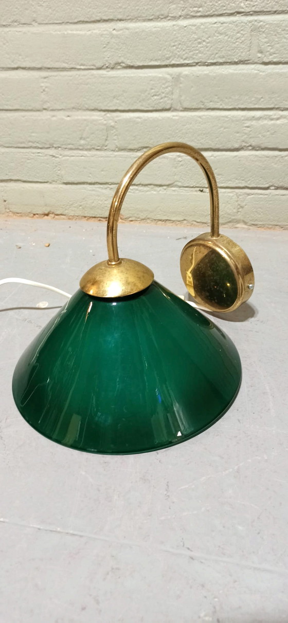 Image 1 of Vintage glazen kegelvorm wandlamp, groen