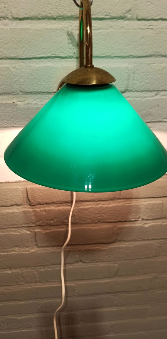 Image 1 of Vintage glazen kegelvorm wandlamp, groen