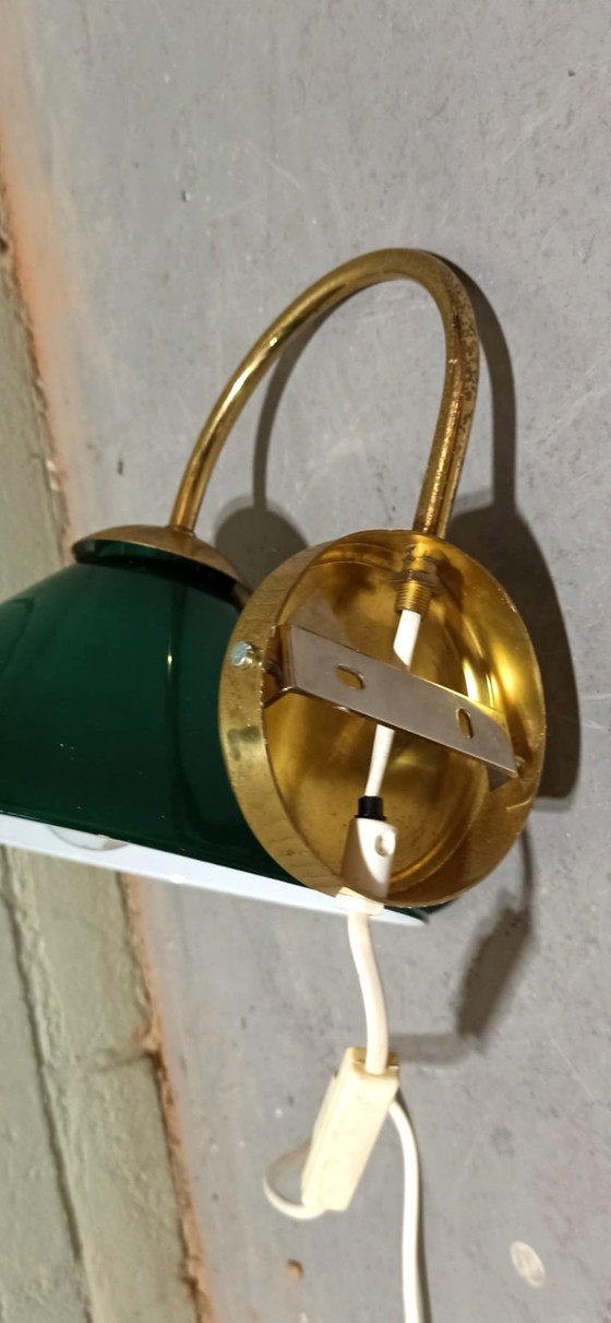Image 1 of Vintage glazen kegelvorm wandlamp, groen