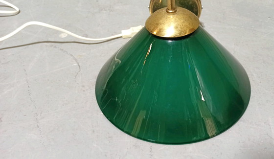 Image 1 of Vintage glazen kegelvorm wandlamp, groen