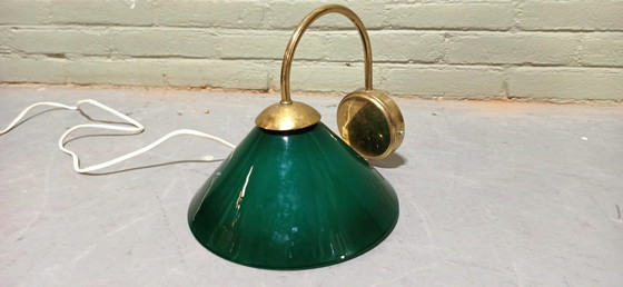 Image 1 of Vintage glazen kegelvorm wandlamp, groen