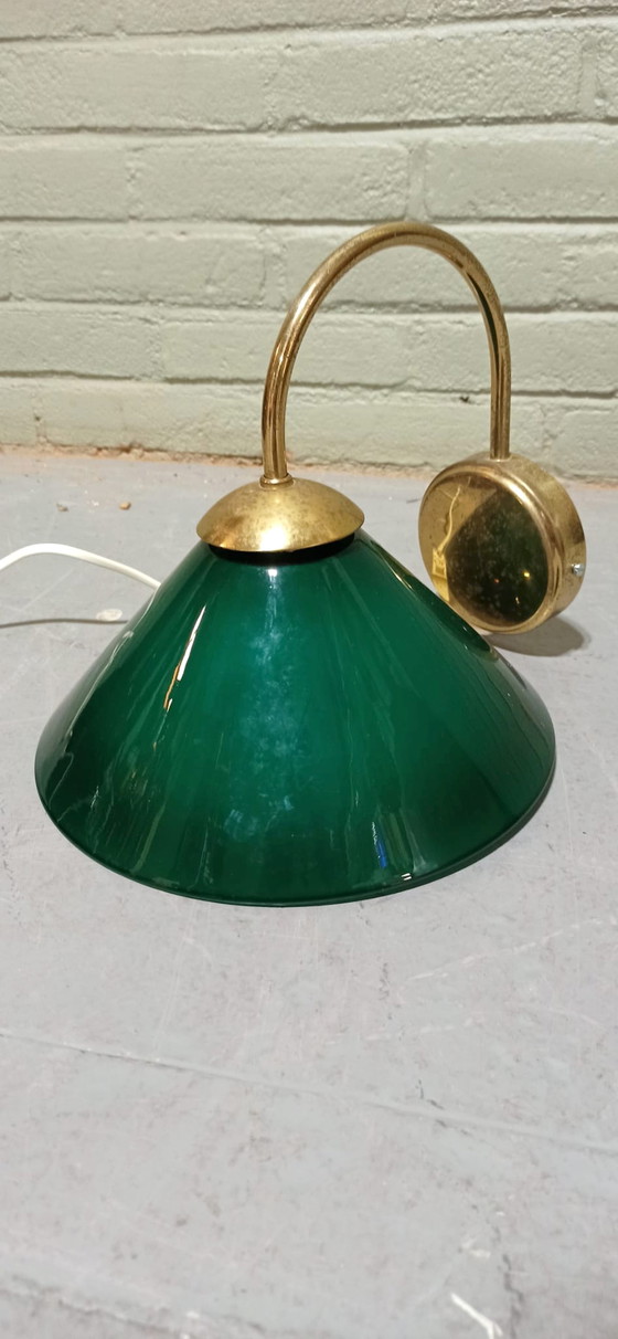 Image 1 of Vintage glazen kegelvorm wandlamp, groen