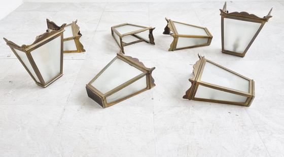 Image 1 of 7x Vintage bronzen wandlampen, jaren 60