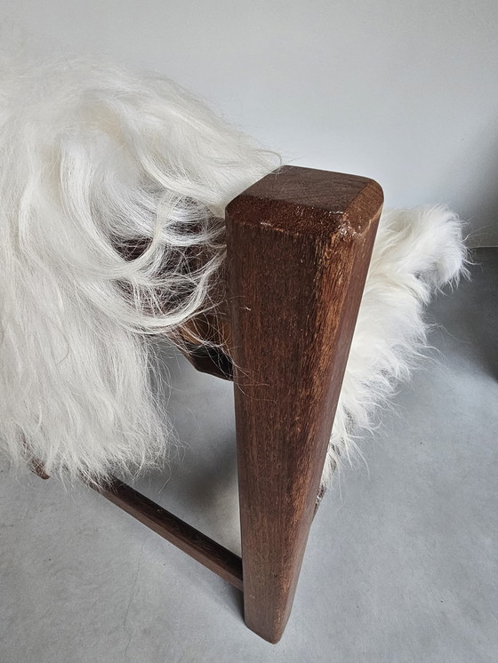 Image 1 of 2x Wengé houten Brutalist fauteuil