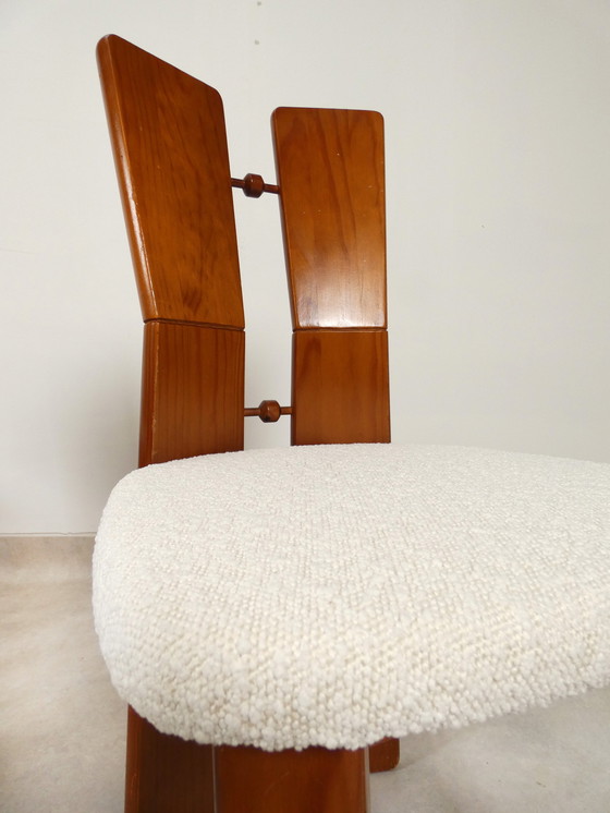 Image 1 of  70's brutalist stoelen - bouclé stof - eik