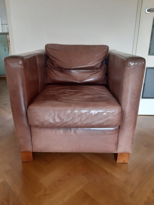 2x Lederland fauteuils