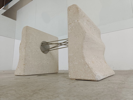 Image 1 of Vintage kalkstenen salontafel, jaren 90