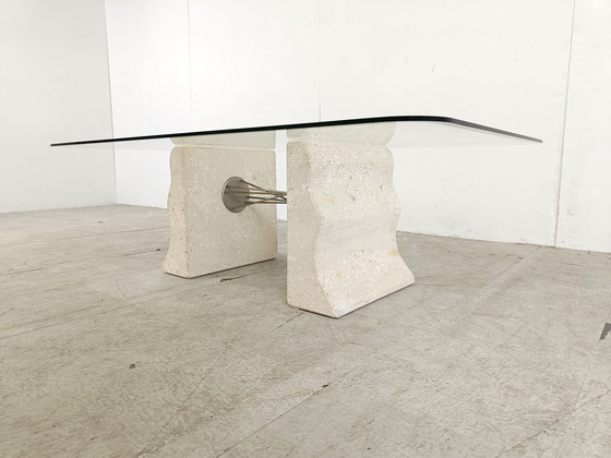 Image 1 of Vintage kalkstenen salontafel, jaren 90