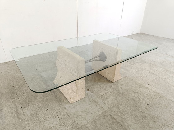 Image 1 of Vintage kalkstenen salontafel, jaren 90