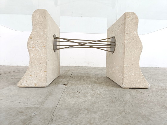 Image 1 of Vintage kalkstenen salontafel, jaren 90