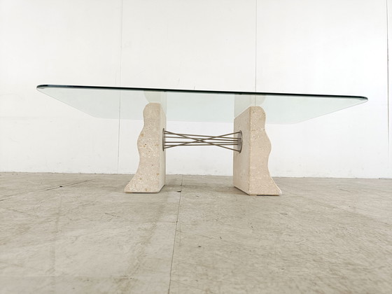 Image 1 of Vintage kalkstenen salontafel, jaren 90