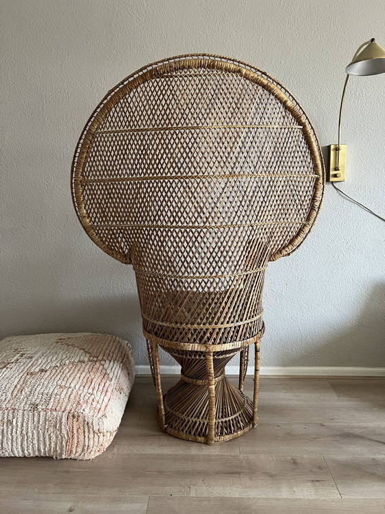 Image 1 of Vintage rieten pauwstoel