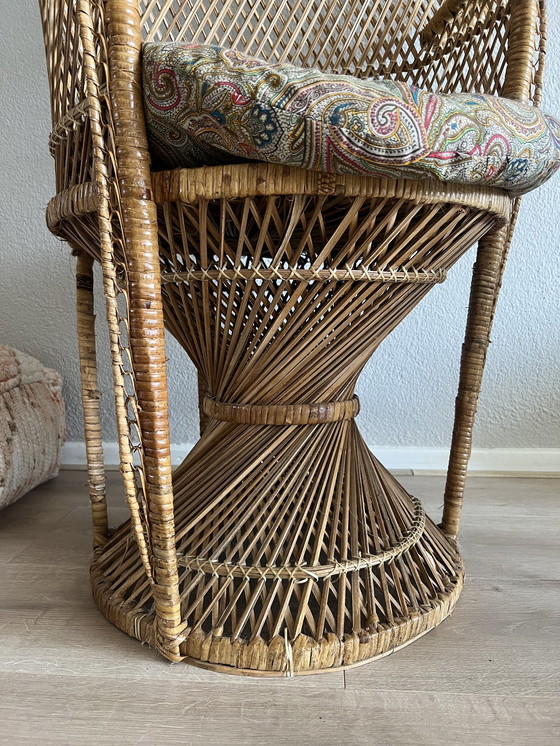 Image 1 of Vintage rieten pauwstoel