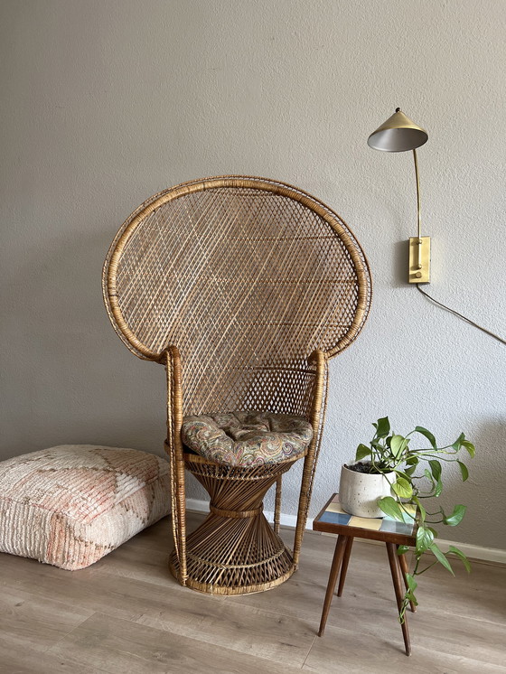 Image 1 of Vintage rieten pauwstoel