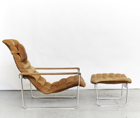 Image 1 of Ilmari Lappalainen Lounge Chair & Ottoman “Pulkka” voor ASKO