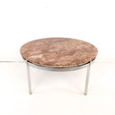 Vintage salontafel roze / rood marmer met chroom