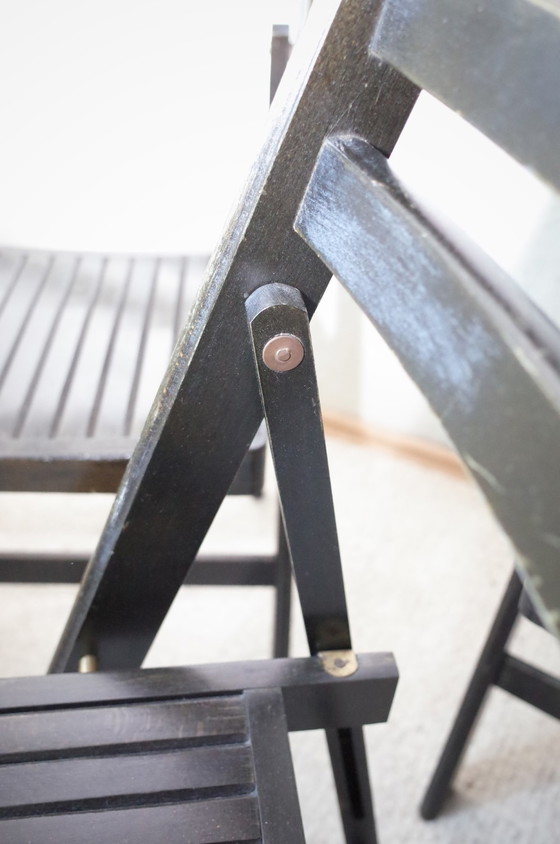 Image 1 of 5x Vintage Klapstoelen geschilderde zwarte stoelen