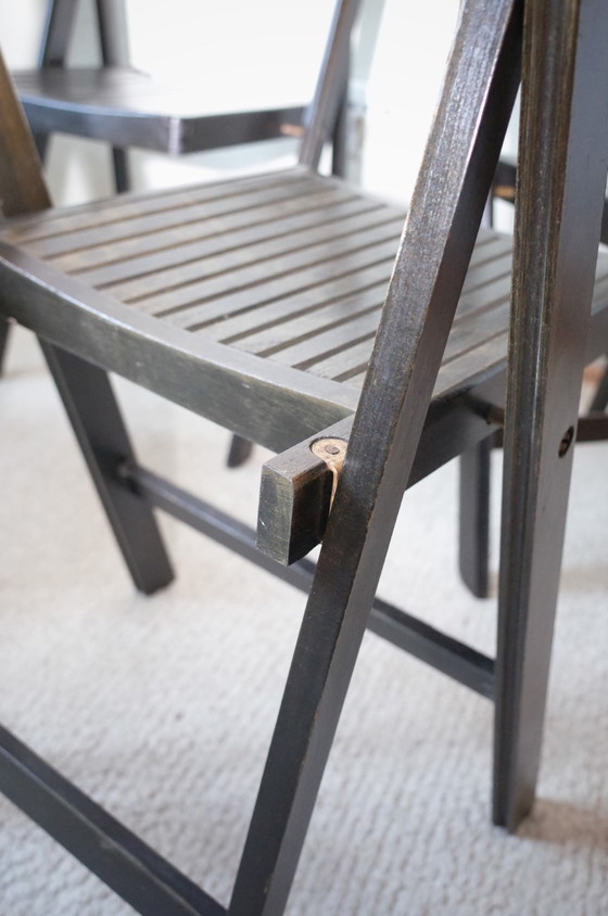 Image 1 of 5x Vintage Klapstoelen geschilderde zwarte stoelen