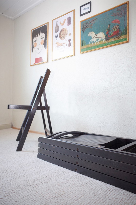 Image 1 of 5x Vintage Klapstoelen geschilderde zwarte stoelen