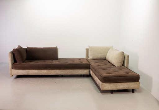 Ligne Roset Chocoladebruine Bank / Daybed met Bijpassende Kussens. Set van 2. Frankrijk, jaren 90.