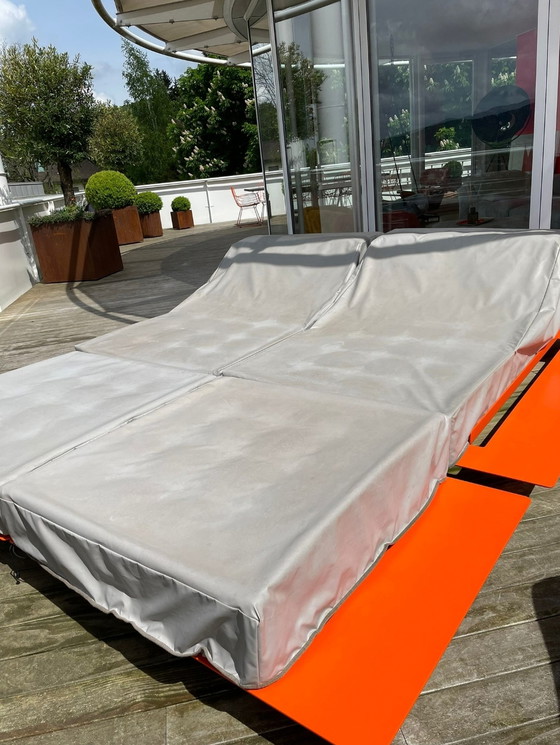 Image 1 of 2x Roche Bobois buitenligstoel Mah Jong Missoni stoel