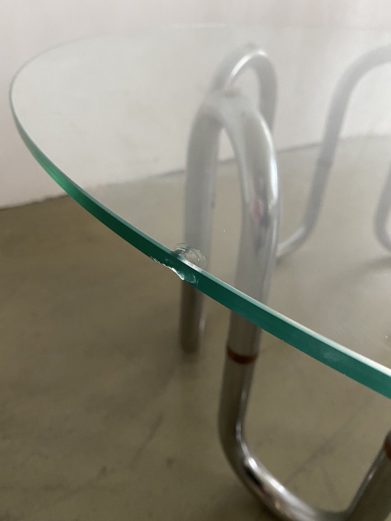 Image 1 of Gabetti & Isola Sidetable met flexibele chromen poten en houten verbindingen, Italië, jaren 50