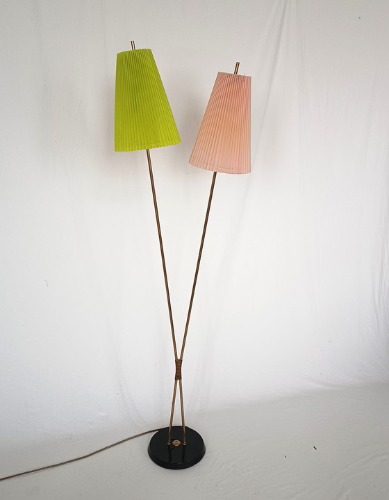 Image 1 of Vijftiger jaren vloerlamp met twee lichtpunten 