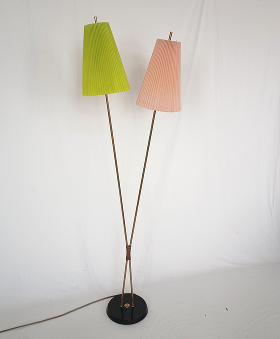 Image 1 of Vijftiger jaren vloerlamp met twee lichtpunten 